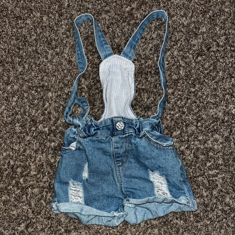 Denim overall romper